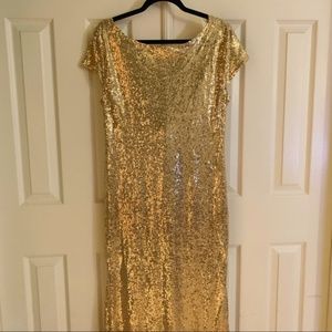 Gold Sequin Long Gown XL/16